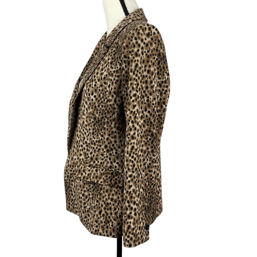 LOFT Petites Blazer Jacket 6P Brown Black Leopard Animal Print Open Front Career - Picture 5 of 12